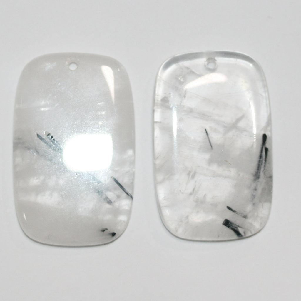 Pendentif rectangulaire en quartz tourmaliné 55x35mm. Approx.