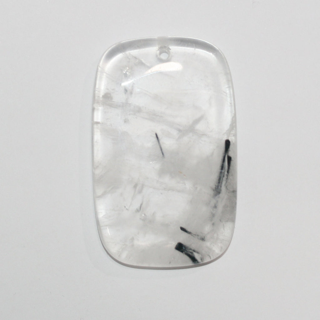 Pendentif rectangulaire en quartz tourmaliné 55x35mm. Approx.