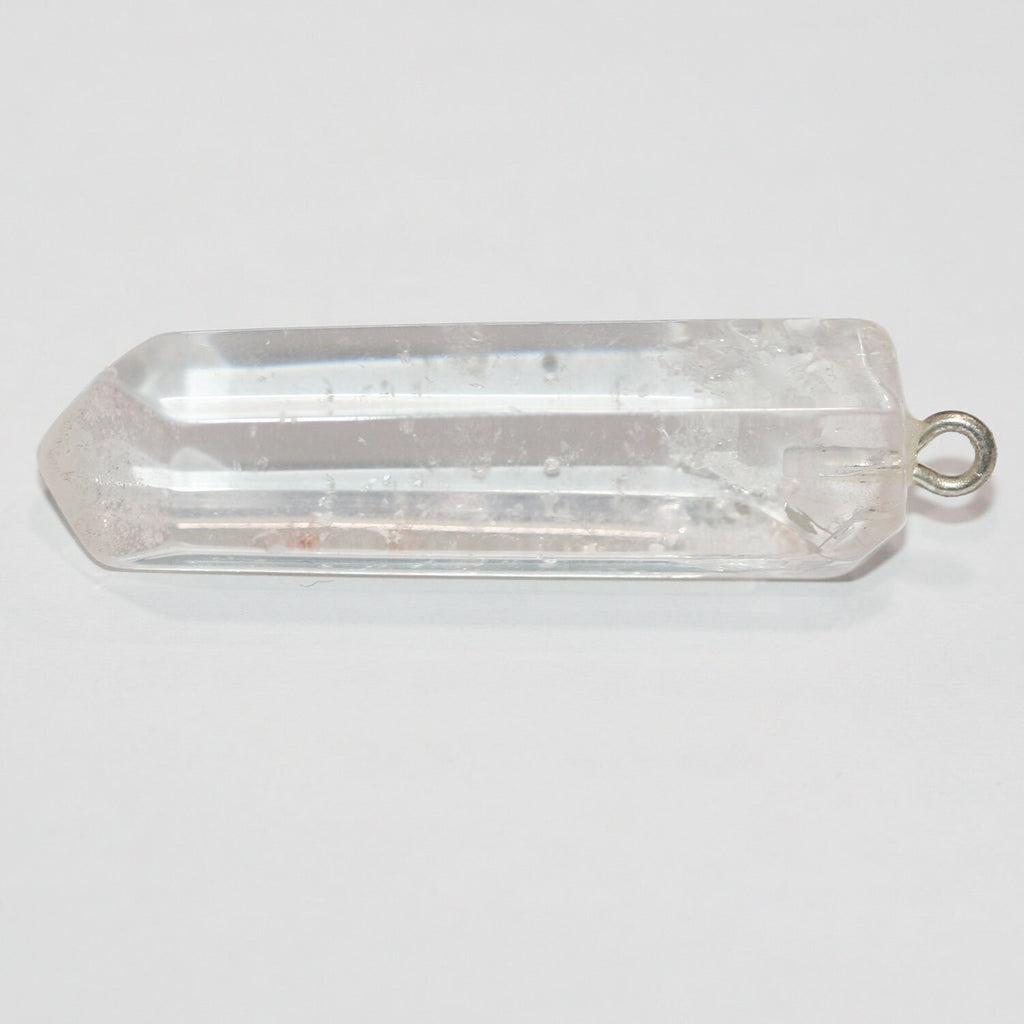 Colgante de cuarzo cristal de roca en forma de barra irregular facetada, 45 x 12 mm aprox.