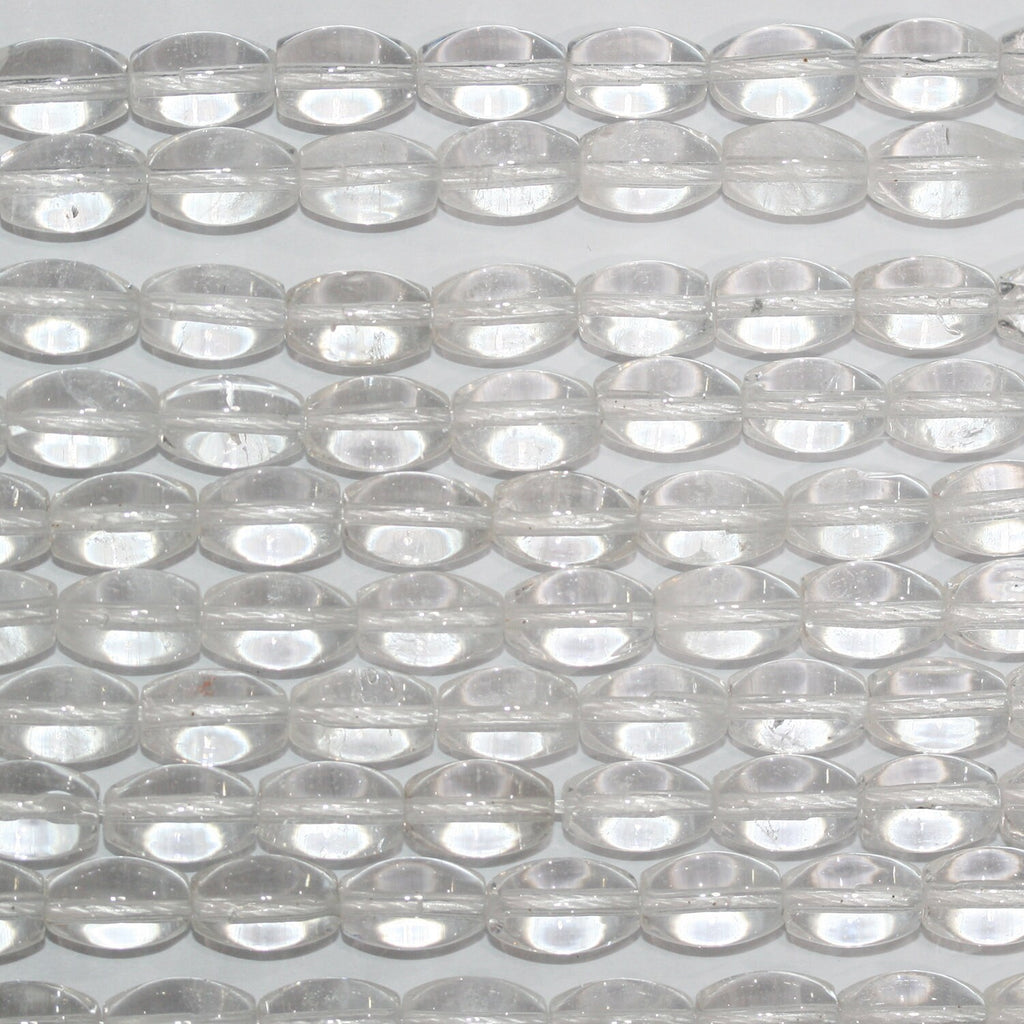 Cuentas de barril liso de cuarzo cristal de roca de 16" 10 x 6 mm - Hilo de 40 cm.