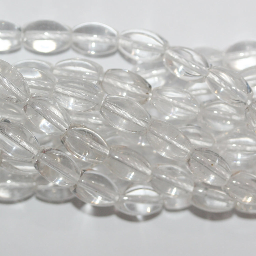 Cuentas de barril liso de cuarzo cristal de roca de 16" 10 x 6 mm - Hilo de 40 cm.