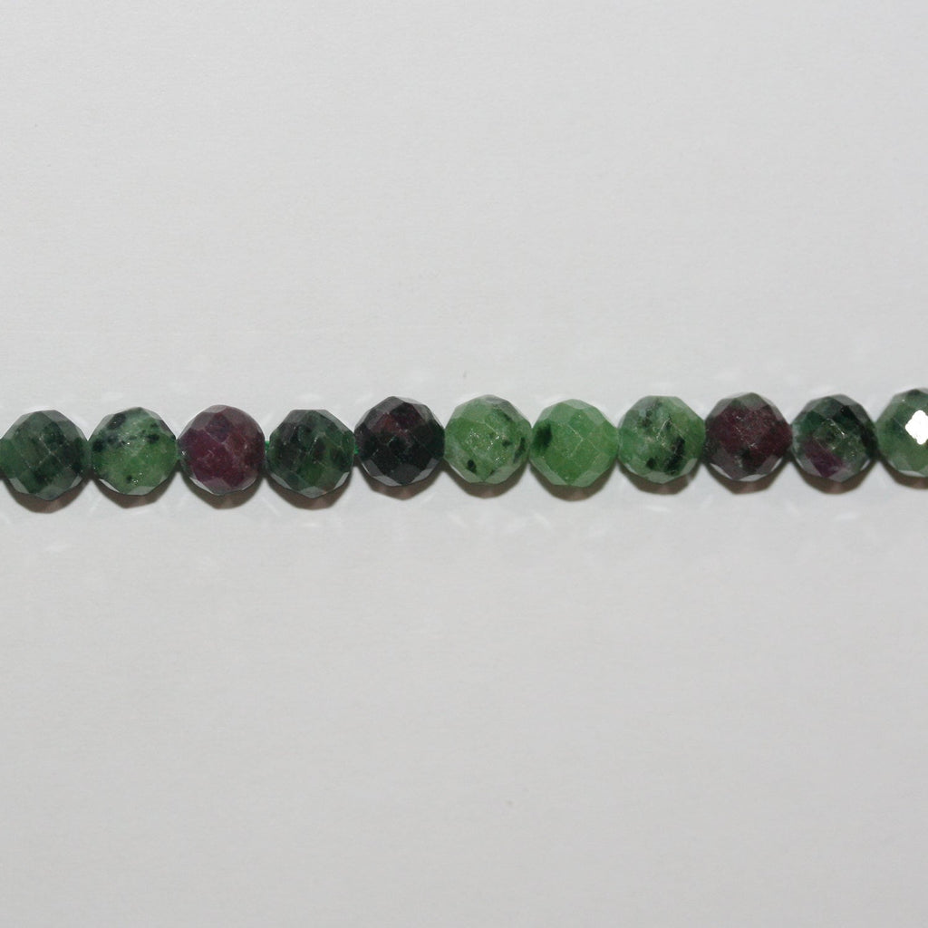 15" St Ruby Zoisite Faceted Round Beads 4mm. Strand 39cm. - Hard Gems