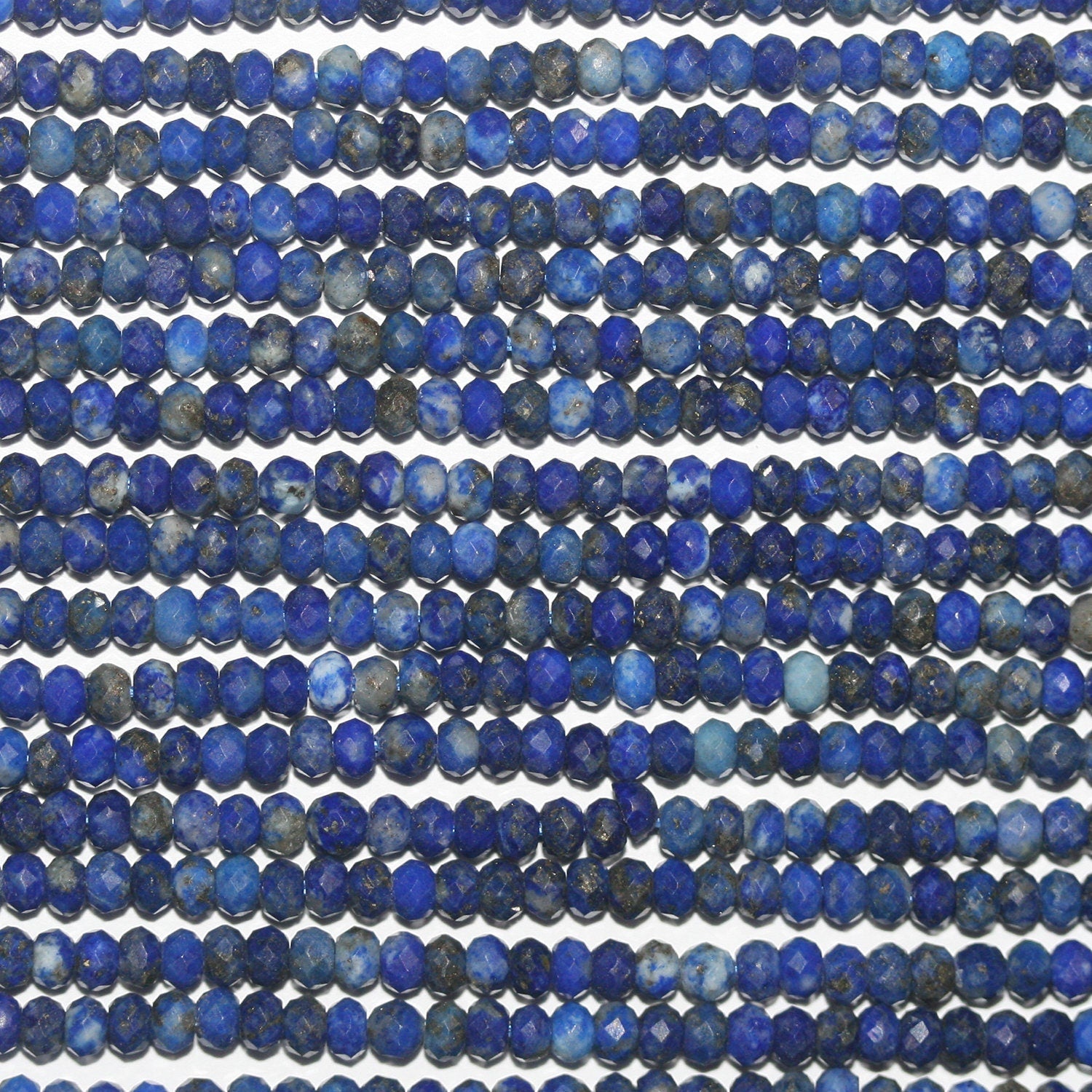 Perles rondelles à facettes en lapis-lazuli de 15 pouces, 3 x 2 mm. - Fil de 39 cm.