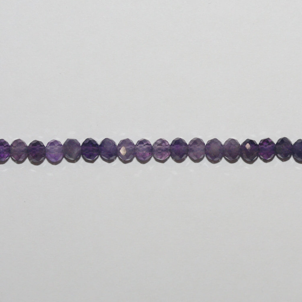 Perles rondelles à facettes en améthyste de 15 pouces, 4 x 3 mm. Fil de 39 cm.