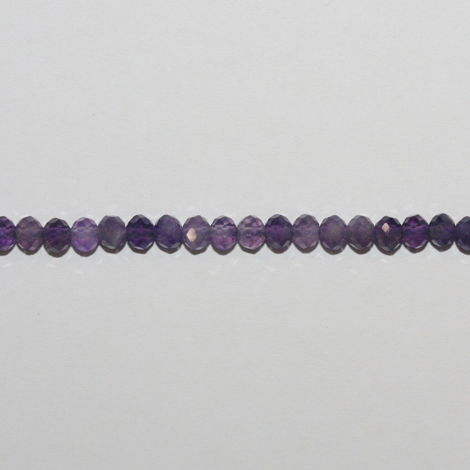 Perles rondelles à facettes en améthyste de 15 pouces, 4 x 3 mm. Fil de 39 cm.