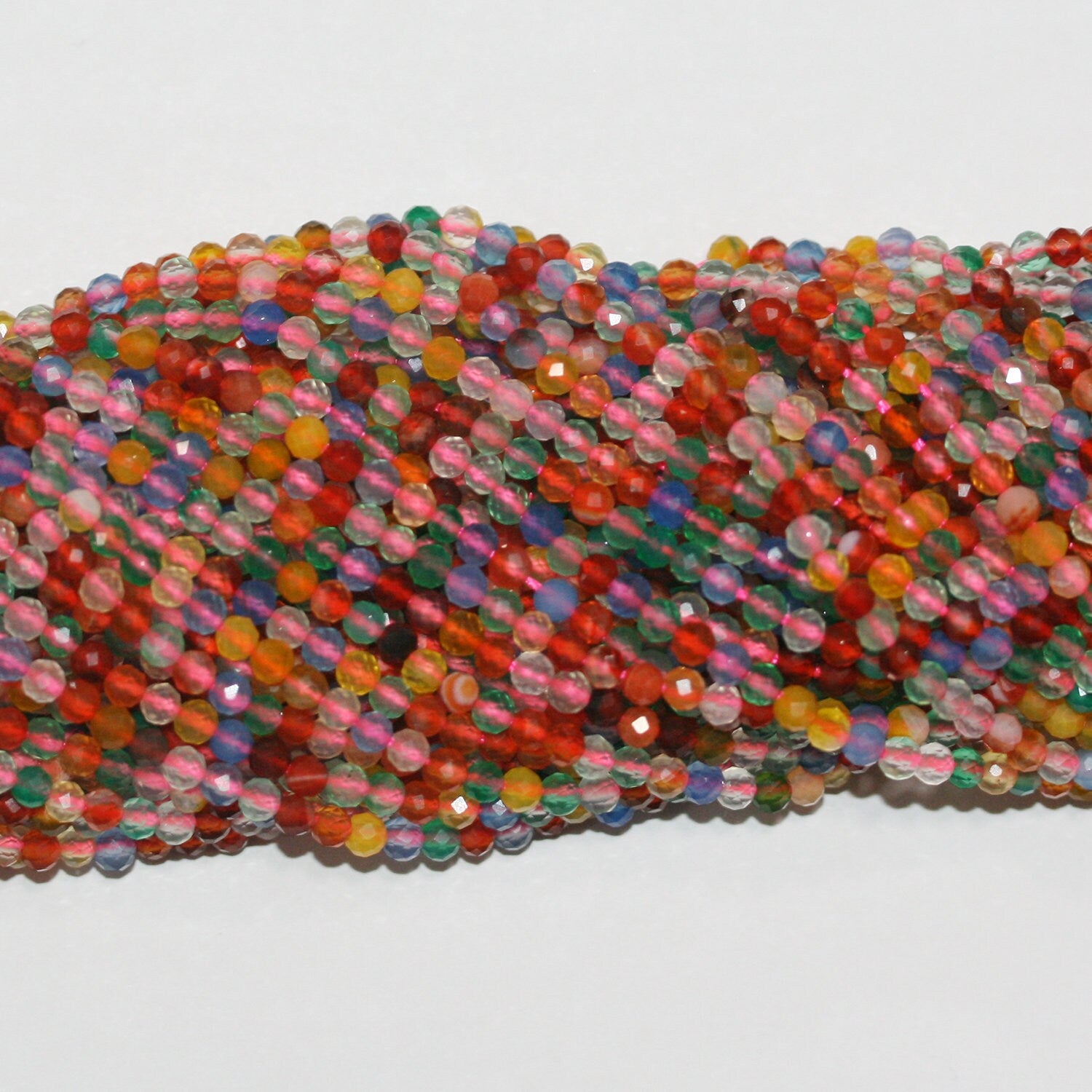 15" St Perles rondelles à facettes en agate multicolore 3x2,5mm.-Rig 39cm.