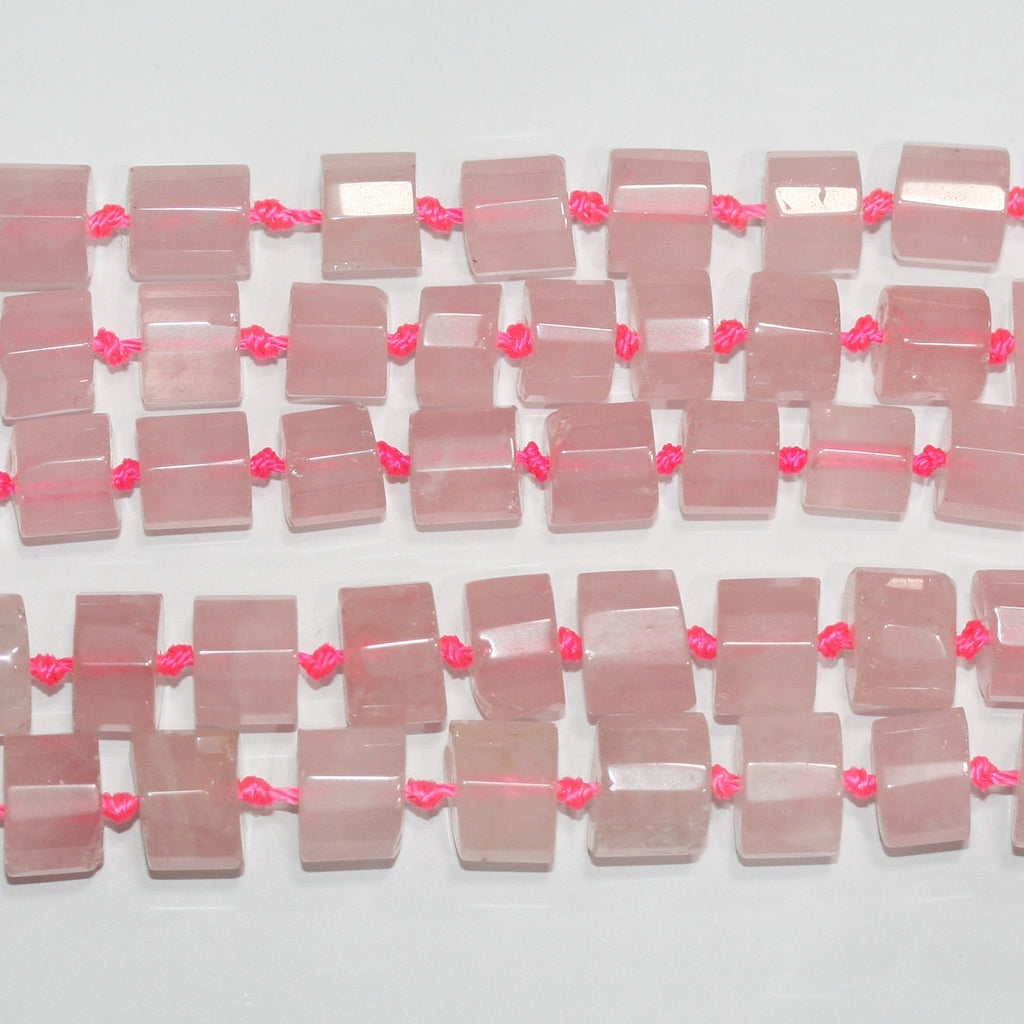 Cuentas de disco facetadas de cuarzo rosa de 17", 11 x 8 mm. Aprox. - Hilo de 43 cm.