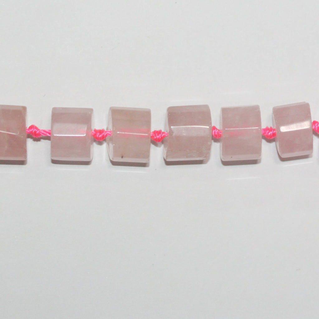 Cuentas de disco facetadas de cuarzo rosa de 17", 11 x 8 mm. Aprox. - Hilo de 43 cm.