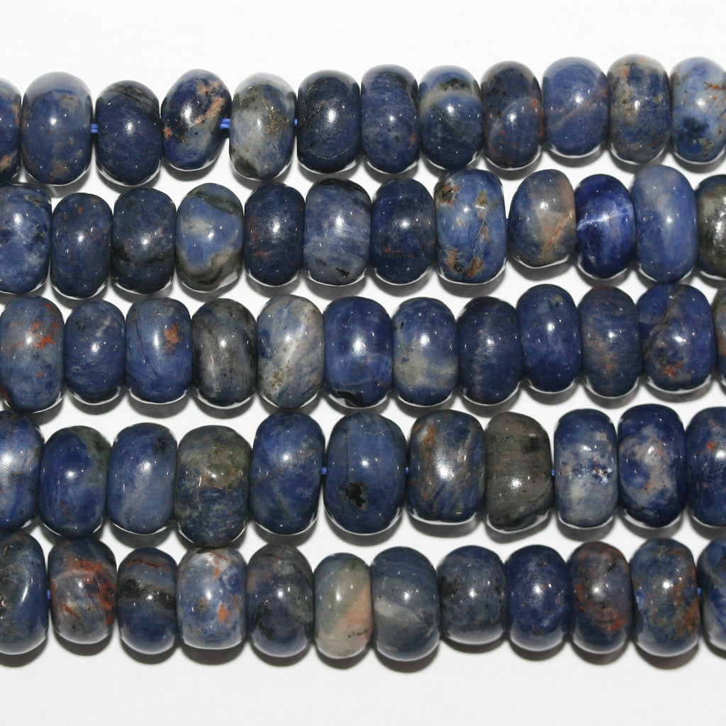 Perles rondelles lisses irrégulières en sodalite St de 15 pouces (10 x 6 mm). Longueur approximative du fil : 39 cm.