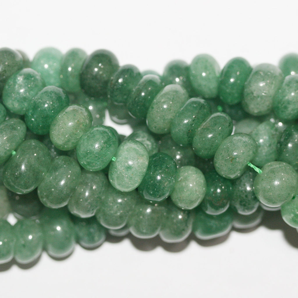 Perles rondelles lisses irrégulières en aventurine St de 15 pouces (10 x 6 mm). Longueur approximative du fil : 39 cm.