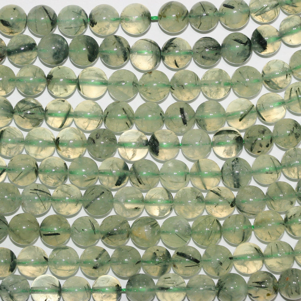 Perles rondes lisses en préhnite de 14 pouces (10 mm) - Fil de 38 cm