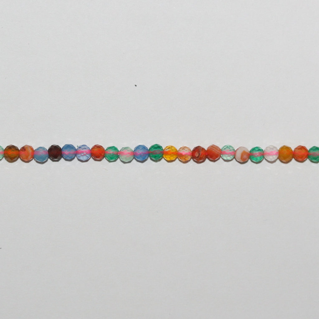15" St Perles rondelles à facettes en agate multicolore 3x2,5mm.-Rig 39cm.