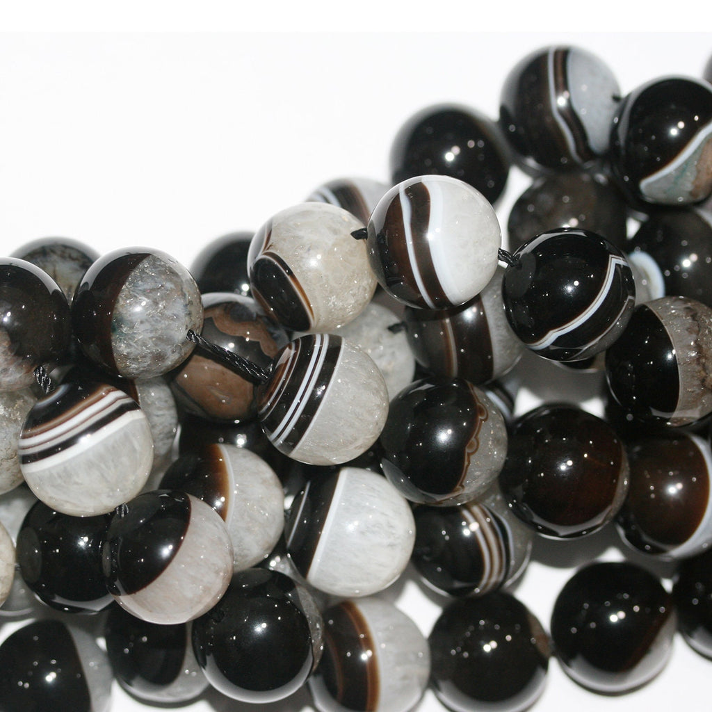 15" St Banded Onyx Smooth Round Beads 18mm.-Strand 39cm. - Hard Gems
