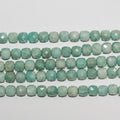 Perles cubiques à facettes en amazonite St de 15 pouces, 6-7 mm. - Fil de 39 cm.