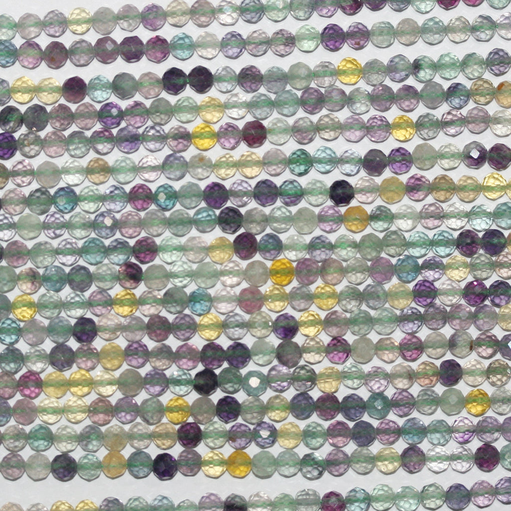 15" St Fluorite Facettée Rondes Perles 4mm.-Rig 39cm.