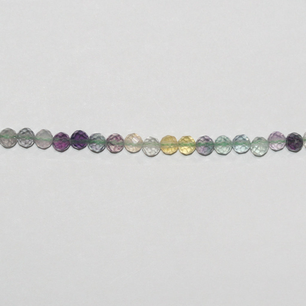 15" St Fluorite Facettée Rondes Perles 4mm.-Rig 39cm.
