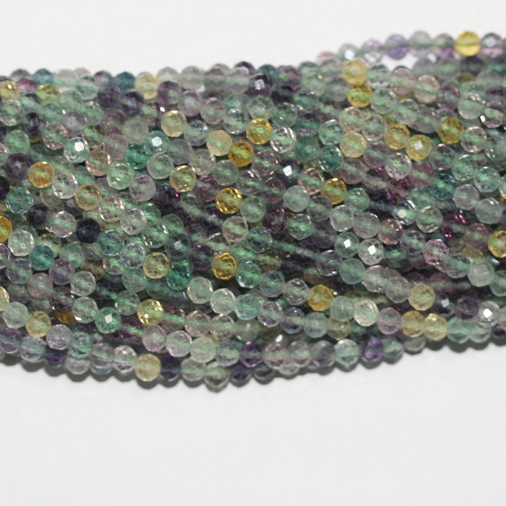 15" St Fluorite Facettée Rondes Perles 4mm.-Rig 39cm.