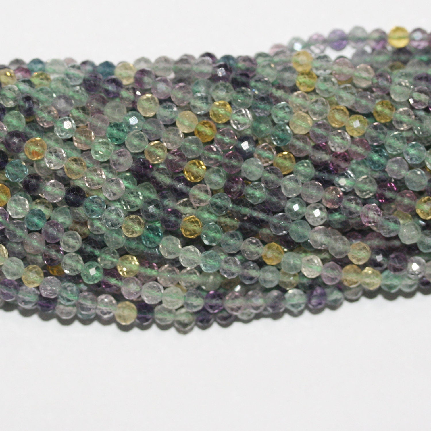 15" St Fluorite Facettée Rondes Perles 4mm.-Rig 39cm.
