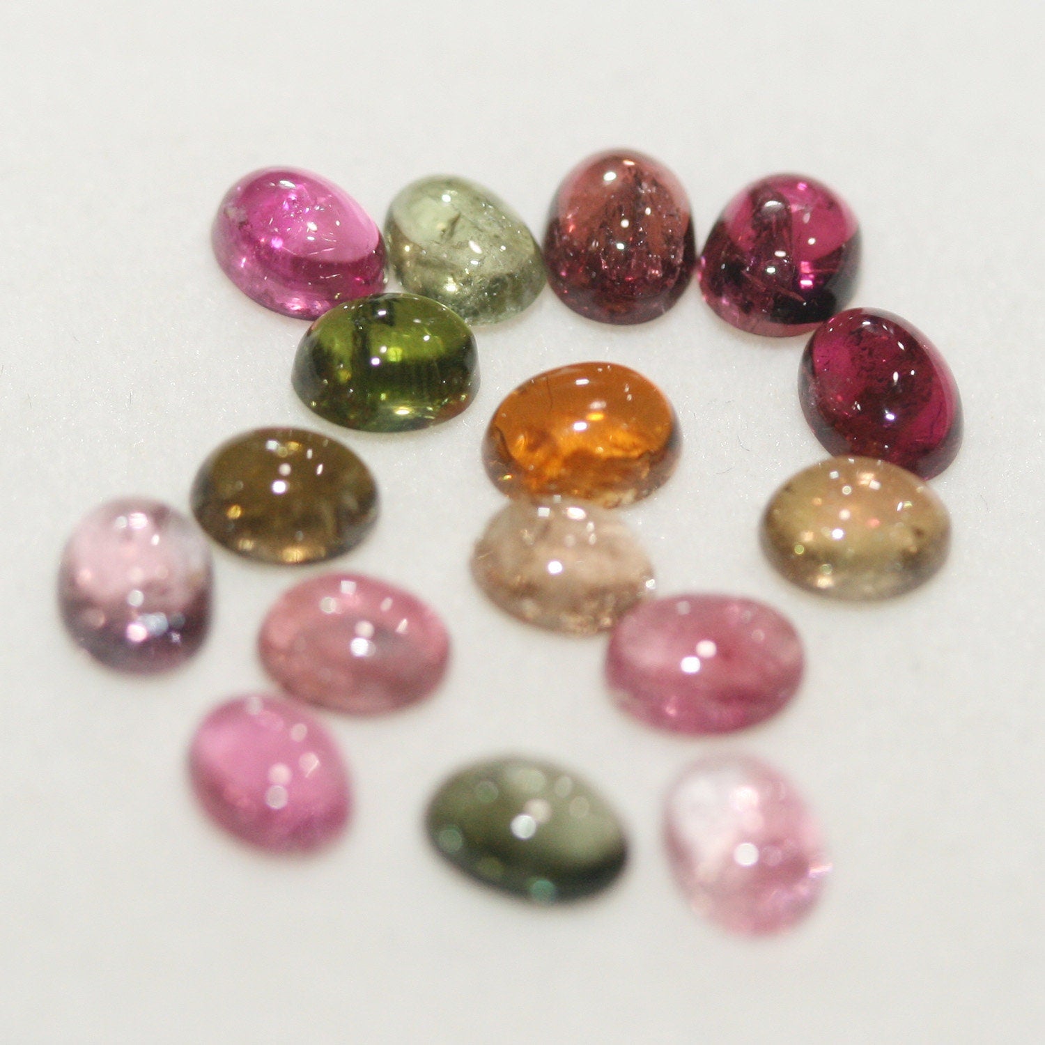 Tourmaline Lot Oval Cabochons 5x4mm.-(6 CT) -Gemstone Parcels-Loose Stones Wholesale Price-Natural Gems