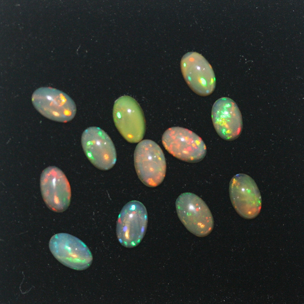 Ethiopian Opal Lot Oval Cabochon 5x3mm. (12pcs) -Gemstone Parcels-Loose Stones Wholesale Price