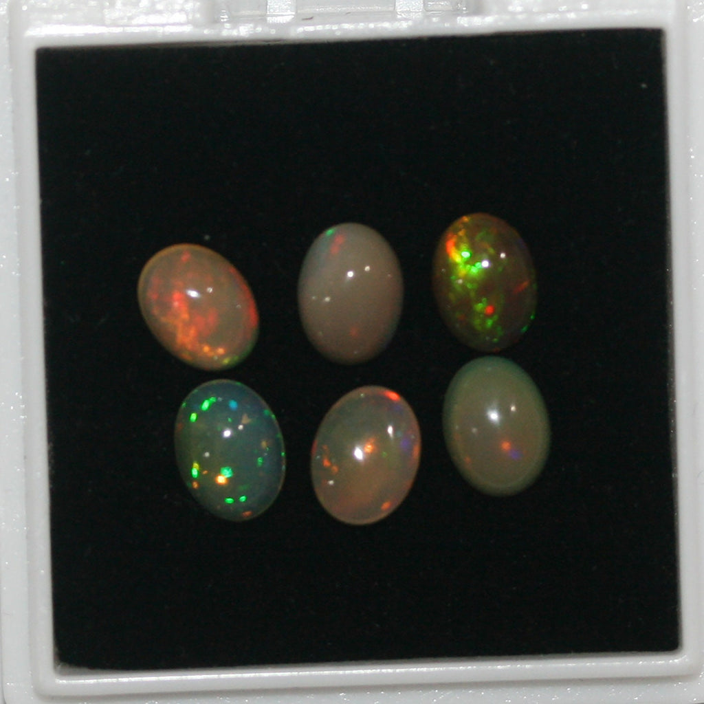 Ethiopian Opal Lot Oval Cabochon 8x6mm.-(6Pcs) -Gemstone Parcels-Loose Stones Wholesale Price