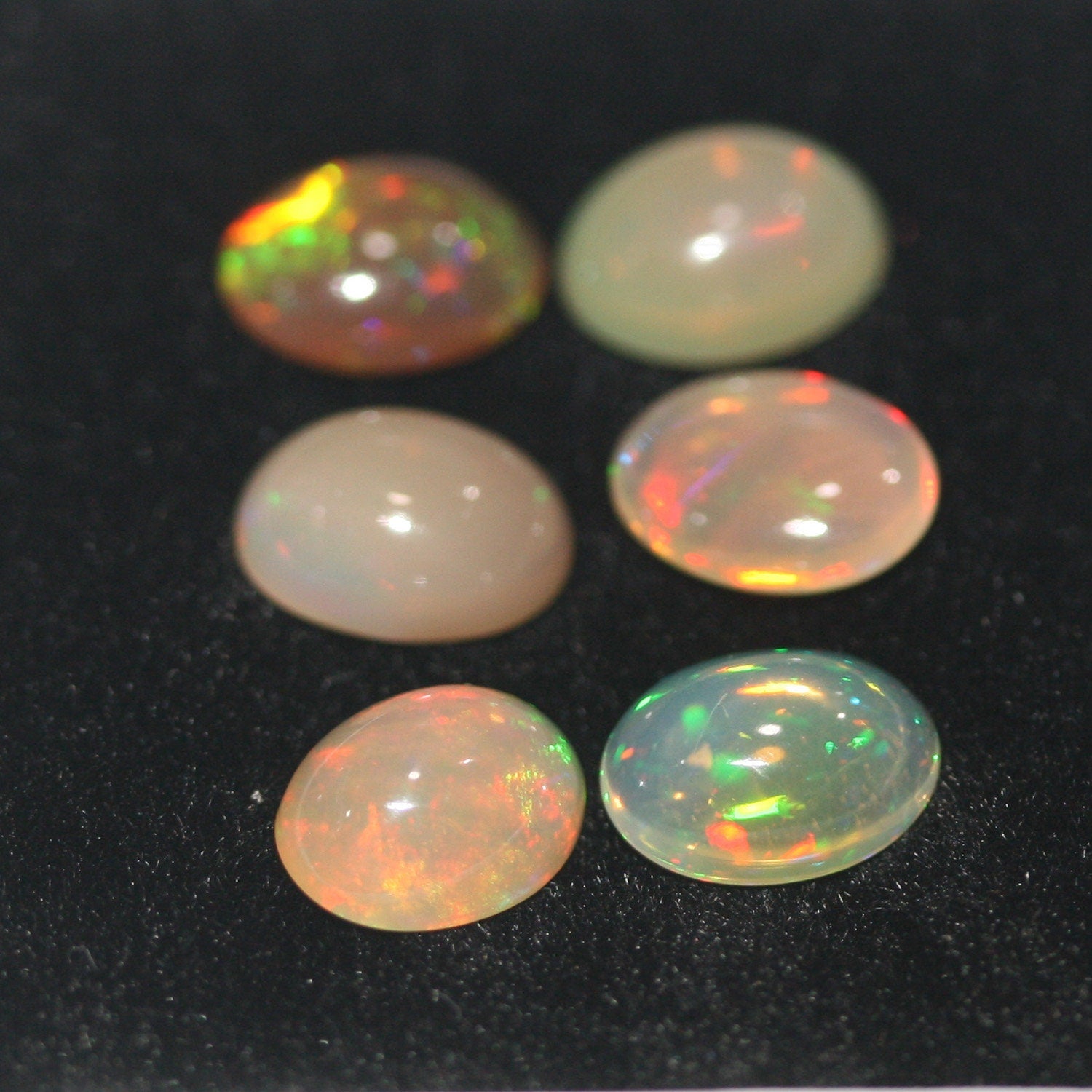 Ethiopian Opal Lot Oval Cabochon 8x6mm.-(6Pcs) -Gemstone Parcels-Loose Stones Wholesale Price