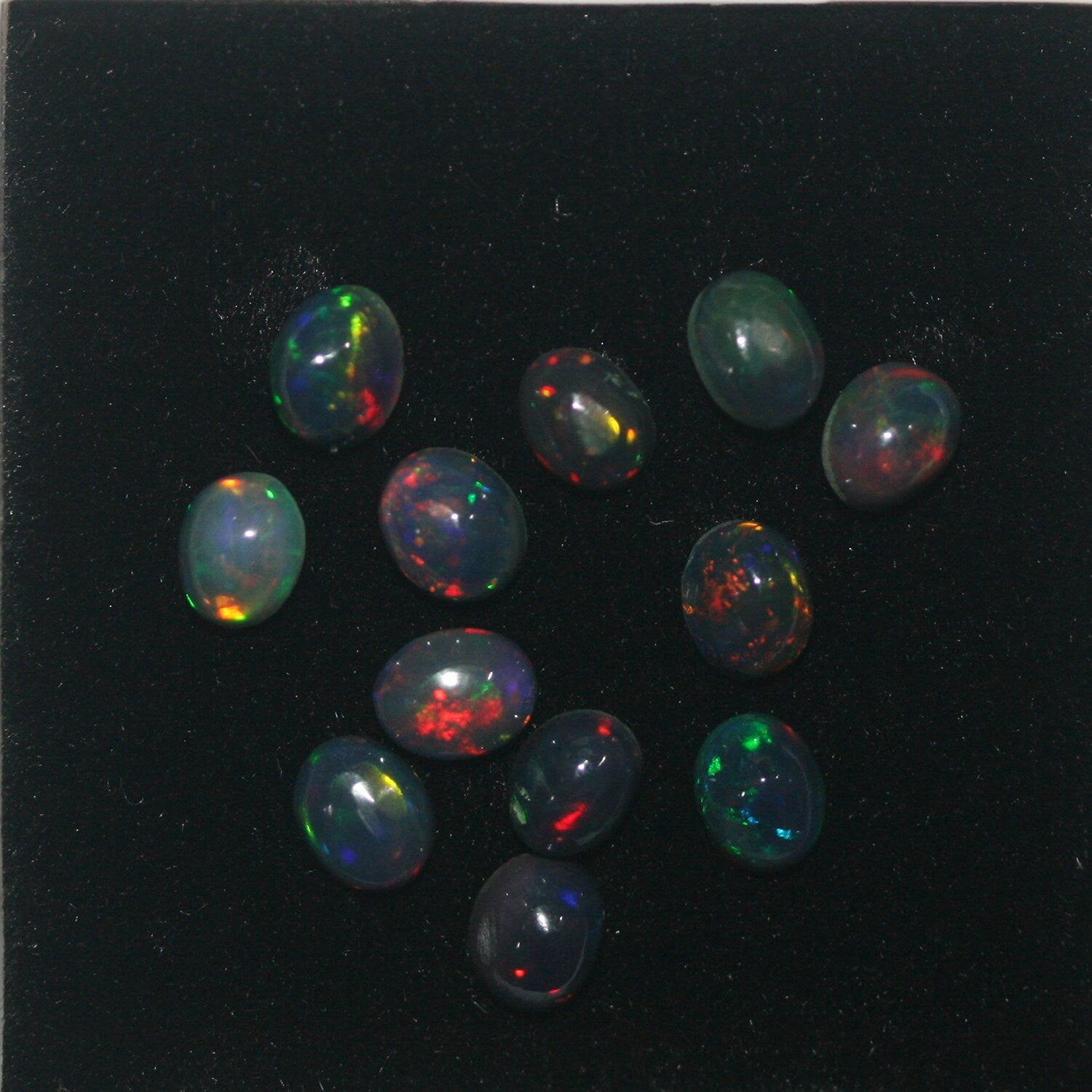 Ethiopian Black Opal Lot Oval Cabochon 5x4mm.-(12Pcs) -Gemstone Parcels-Loose Stones Wholesale Price