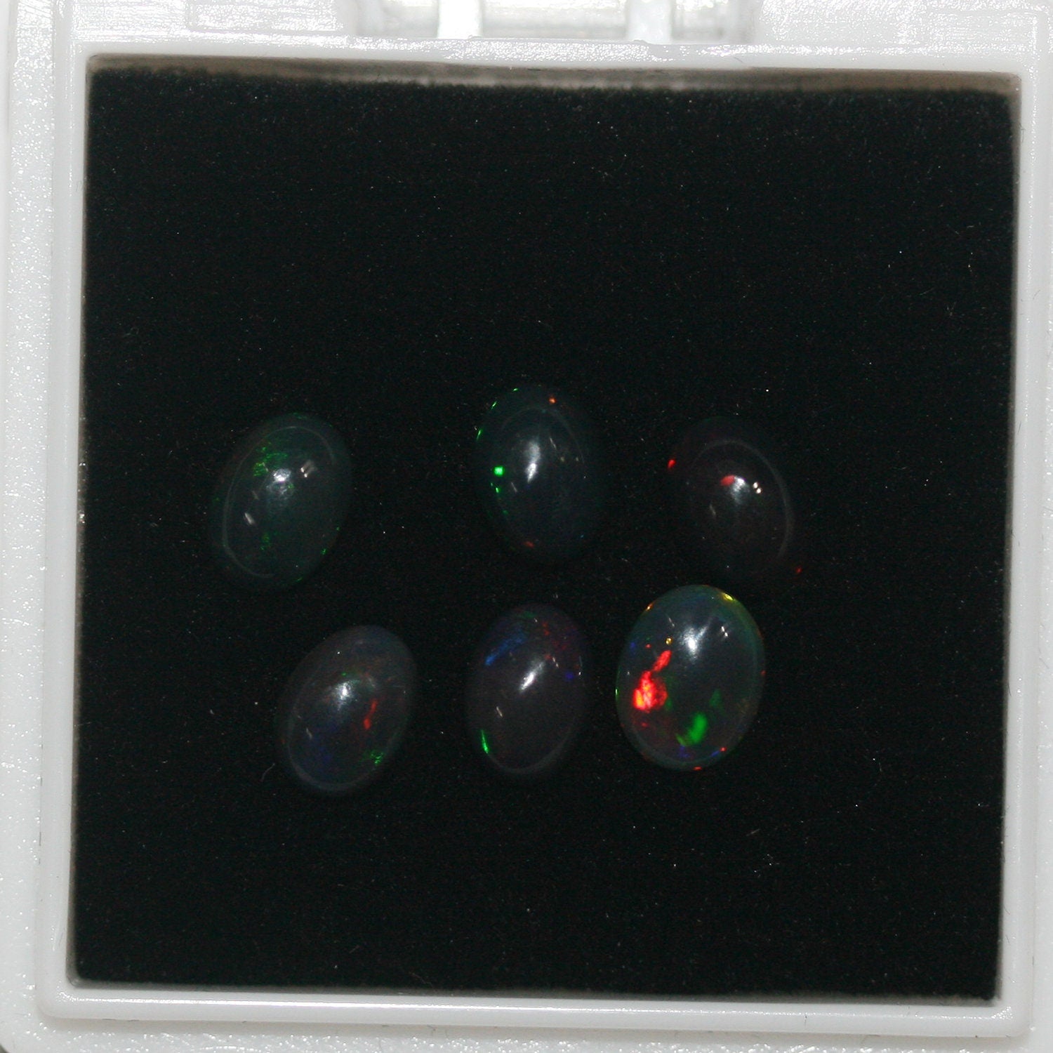 Ethiopian Black Opal Lot Oval Cabochon 7x5mm.-(6Pcs).-Gemstone Parcels-Loose Stones Wholesale Price