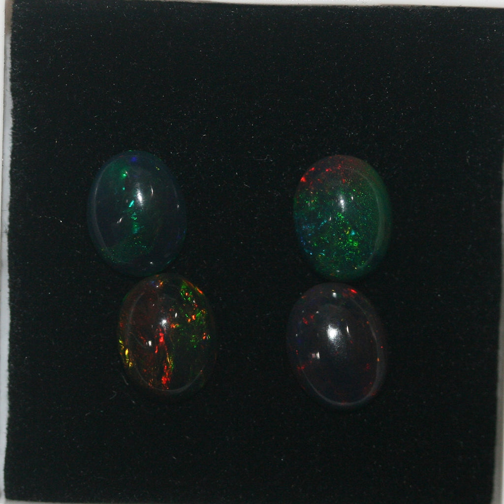 Ethiopian Black Opal Lot Oval Cabochon 9x7mm.-(4Pcs).-Gemstone Parcels-Loose Stones Wholesale Price