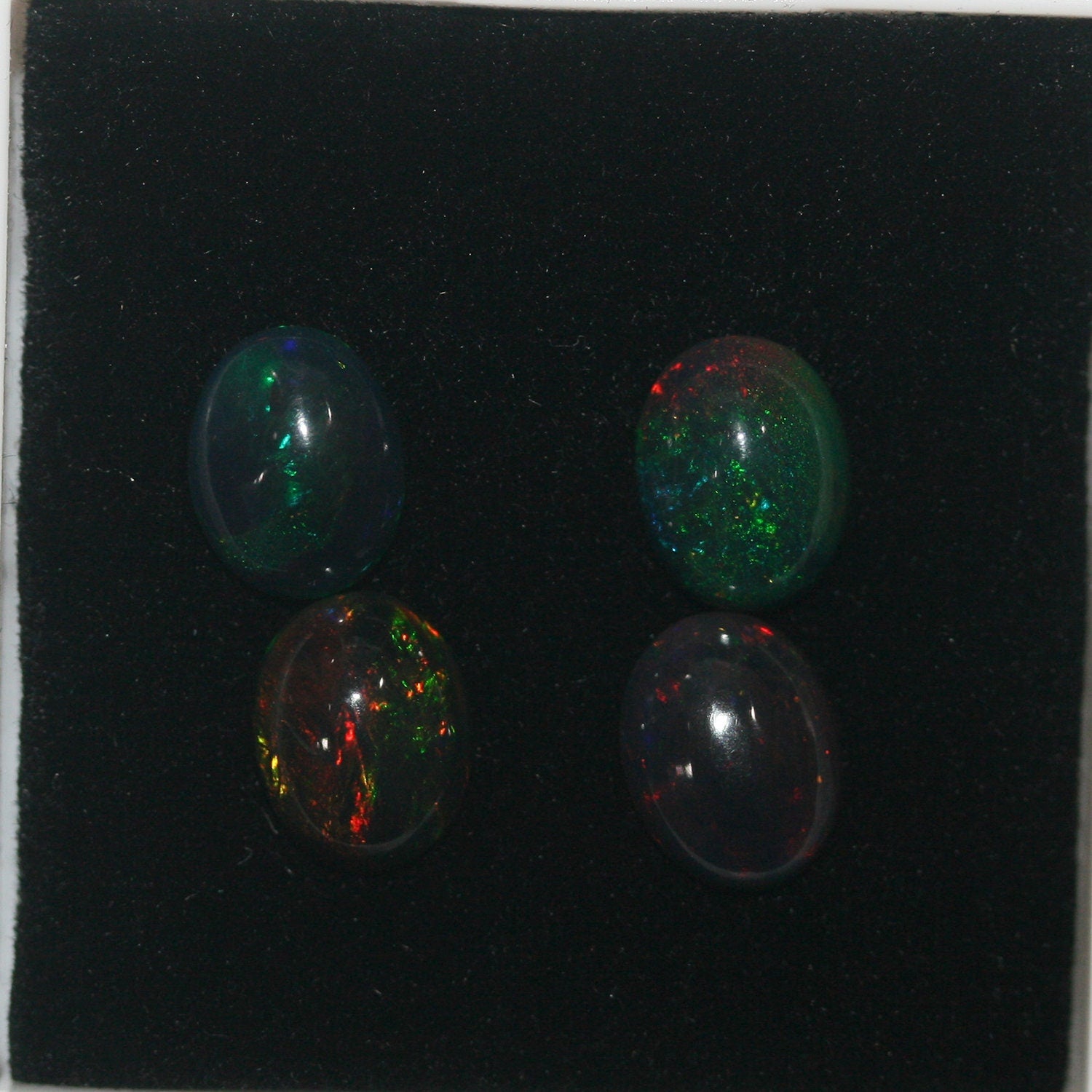 Ethiopian Black Opal Lot Oval Cabochon 9x7mm.-(4Pcs).-Gemstone Parcels-Loose Stones Wholesale Price