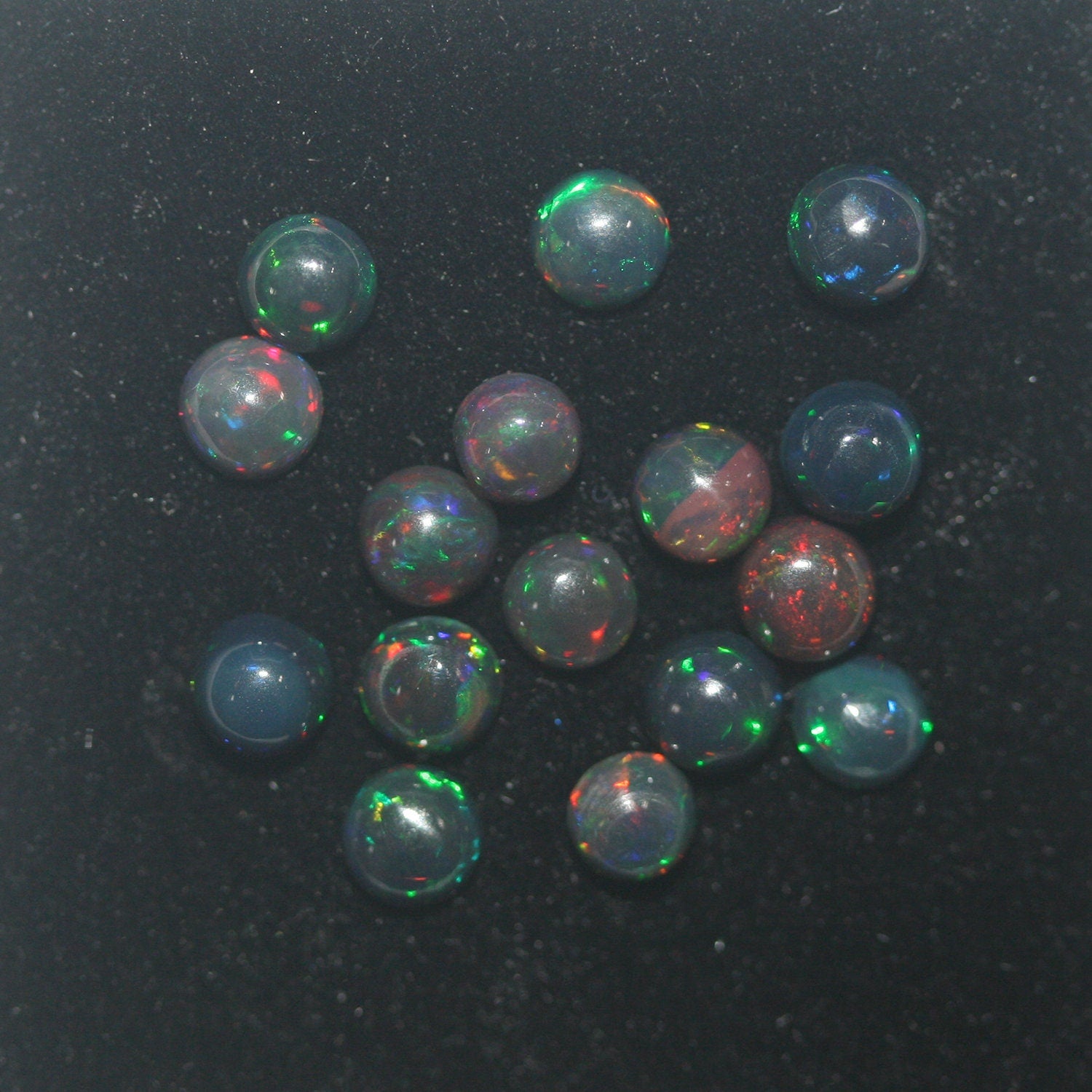 Ethiopian Black Opal Lop Round Cabochons 4mm.-(16Pcs).-Gemstone Parcels-Loose Stones Wholesale Price