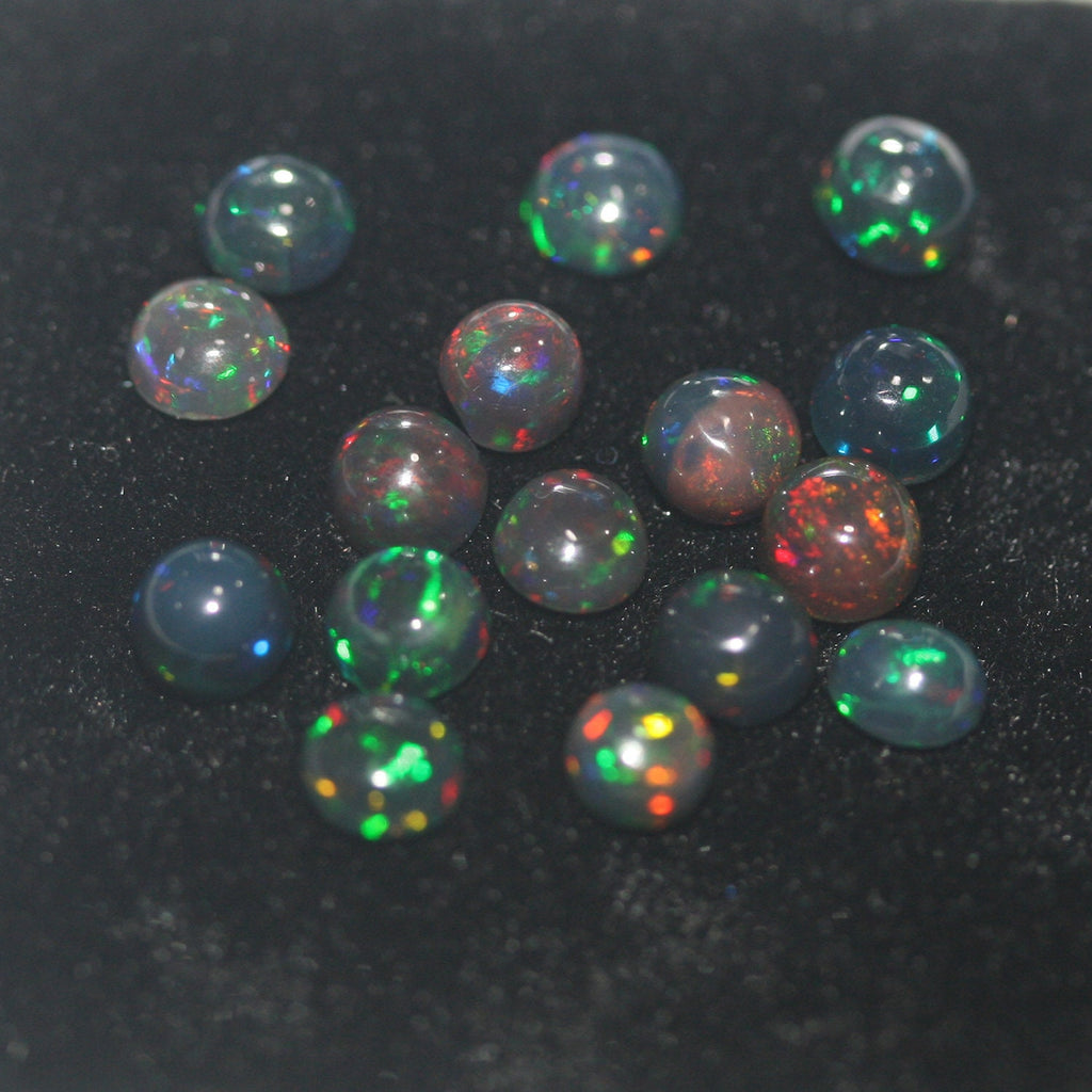 Ethiopian Black Opal Lop Round Cabochons 4mm.-(16Pcs).-Gemstone Parcels-Loose Stones Wholesale Price