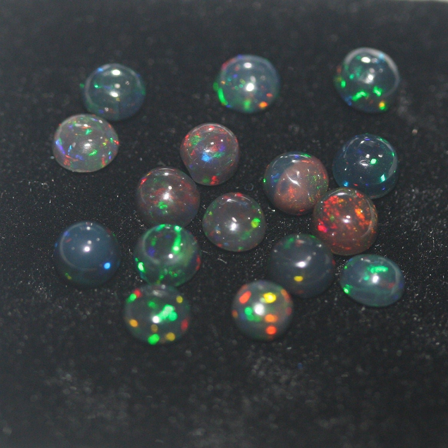Ethiopian Black Opal Lop Round Cabochons 4mm.-(16Pcs).-Gemstone Parcels-Loose Stones Wholesale Price