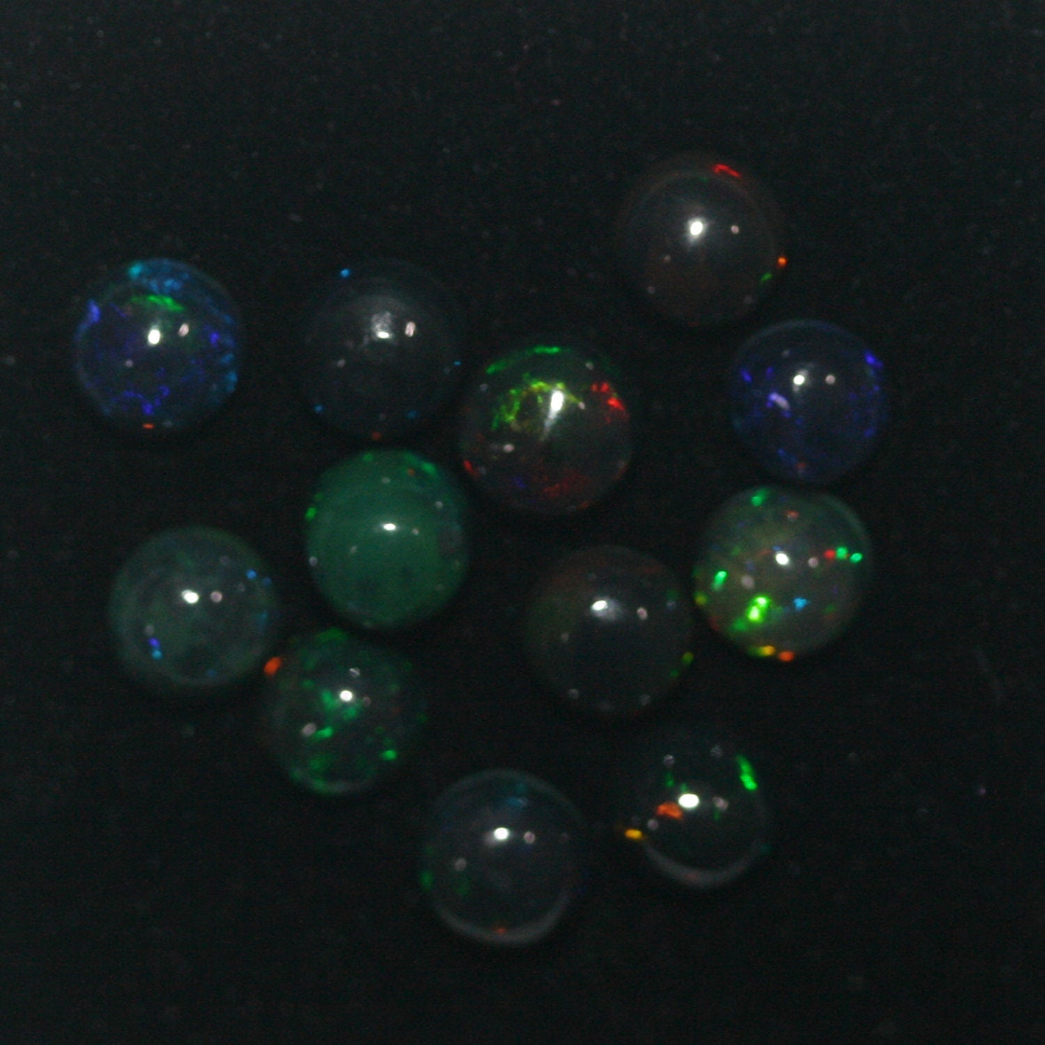 Ethiopian Black Opal Lop Round Cabochons 5mm.-(12Pcs).-Gemstone Parcels-Loose Stones Wholesale Price