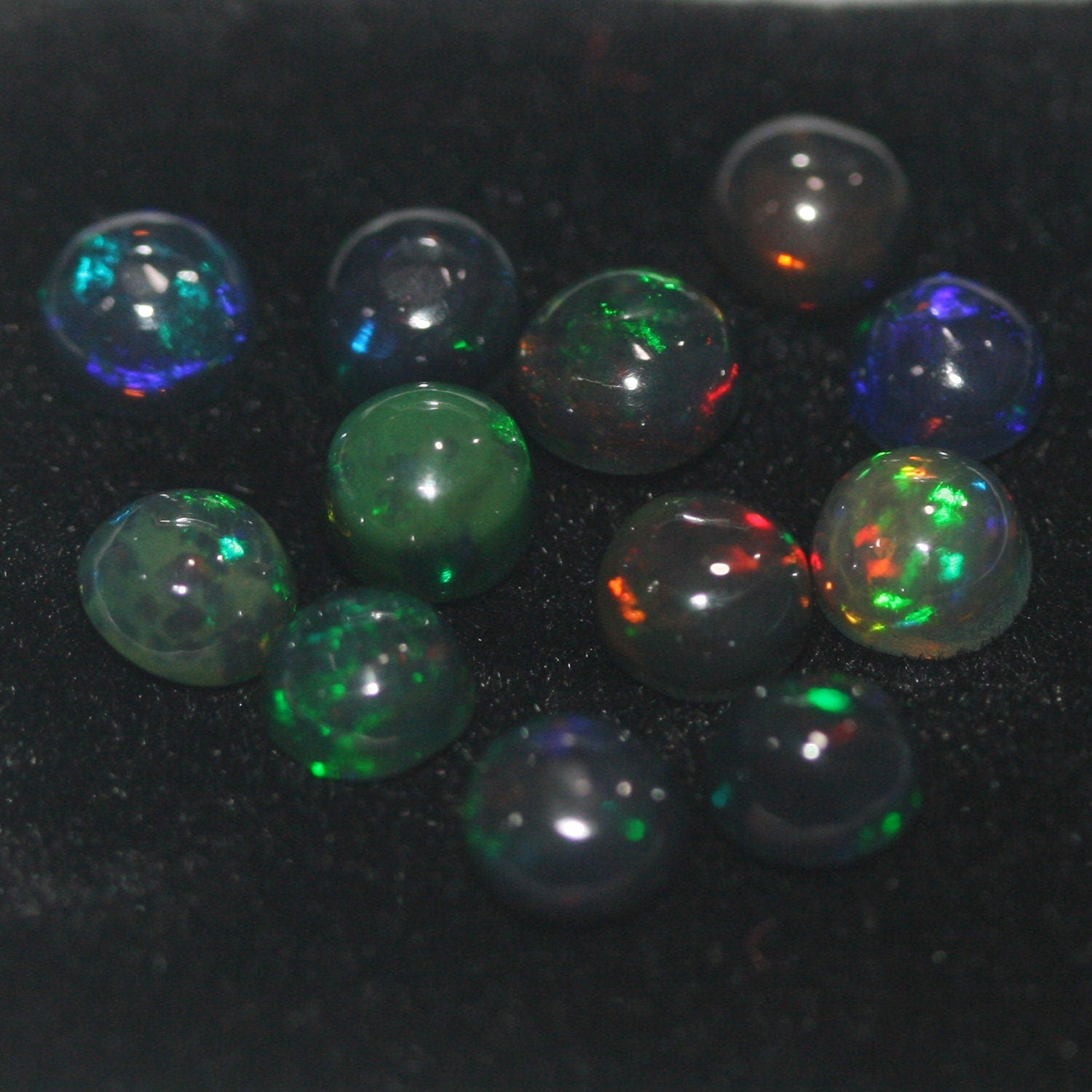 Ethiopian Black Opal Lop Round Cabochons 5mm.-(12Pcs).-Gemstone Parcels-Loose Stones Wholesale Price