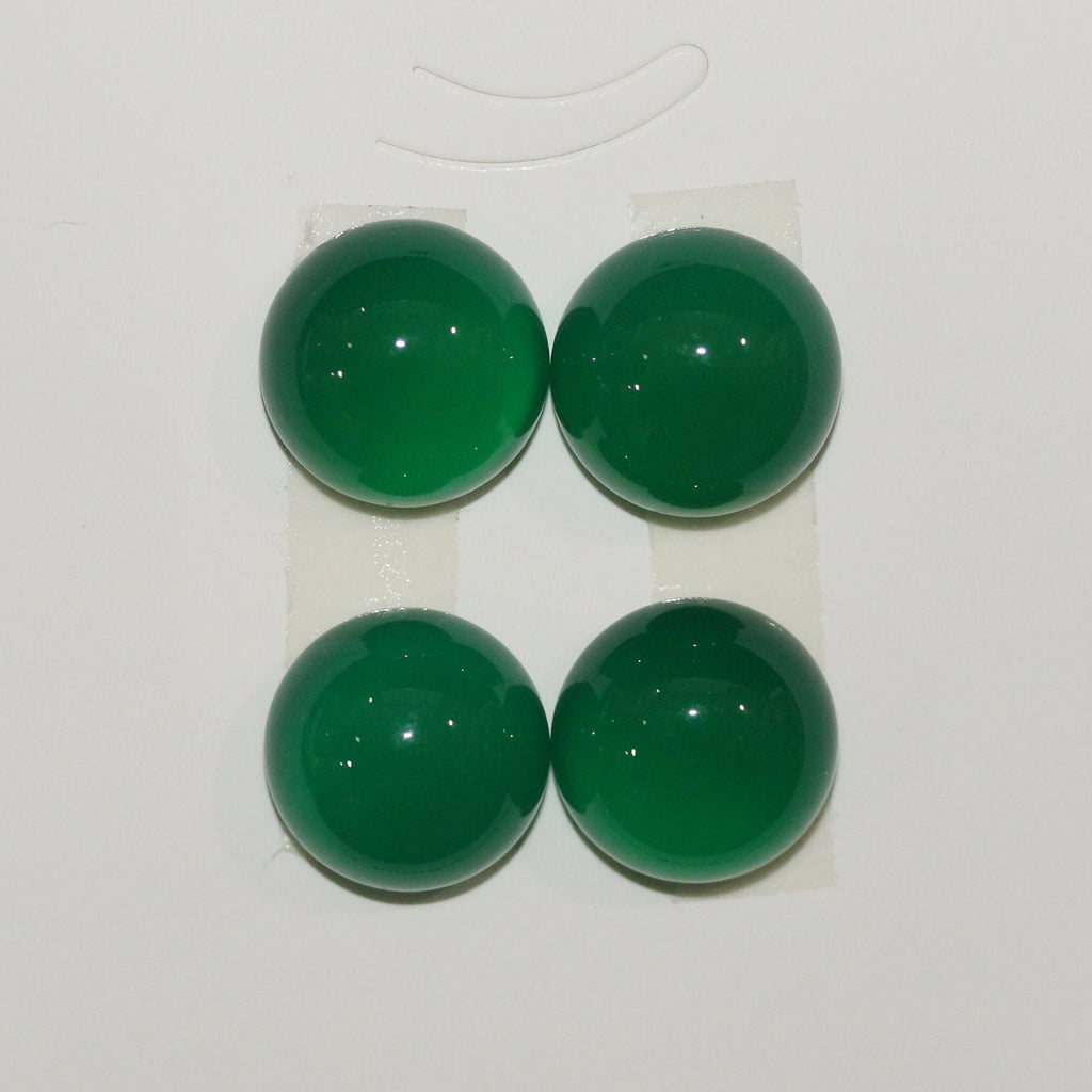 Lote de 4 cabujones redondos de ágata verde de 15 mm (4 piezas)