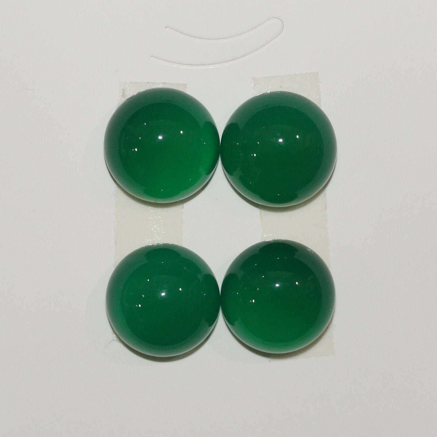 Lote de 4 cabujones redondos de ágata verde de 15 mm (4 piezas)