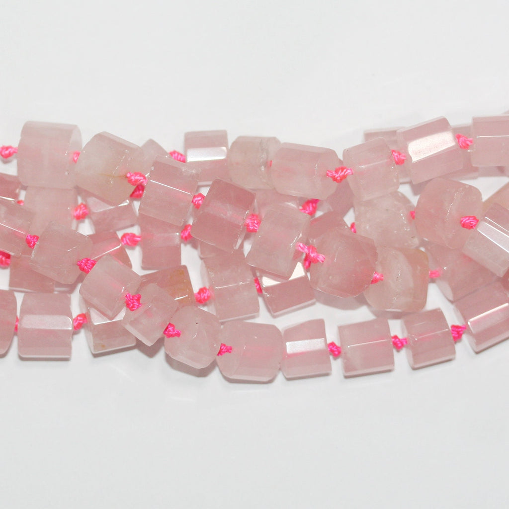 Cuentas de disco facetadas de cuarzo rosa de 17", 11 x 8 mm. Aprox. - Hilo de 43 cm.