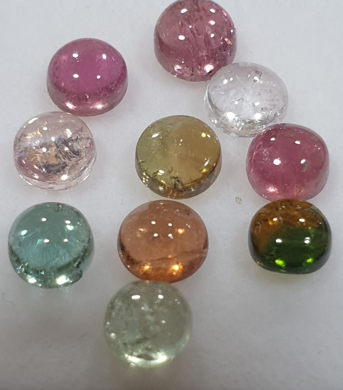 Tourmaline Round Cabochon Lot 4mm.- 10 Pieces - Calibrated Stone Multi Tourmaline Cabochon