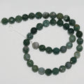 Cuentas redondas facetadas de ágata musgosa de San Mateo, 16", 10 mm (tira de 40 cm)