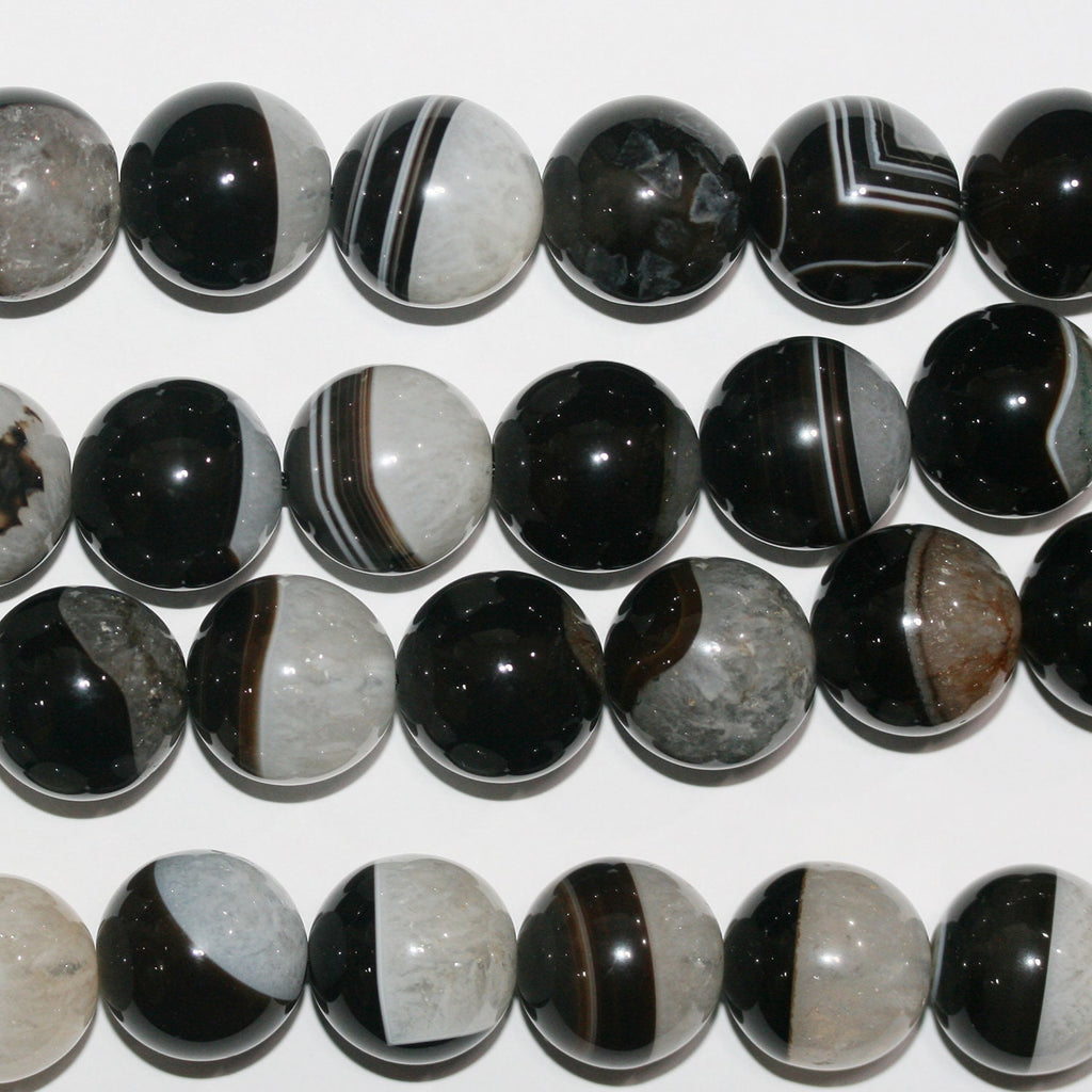 15" St Banded Onyx Smooth Round Beads 18mm.-Strand 39cm. - Hard Gems