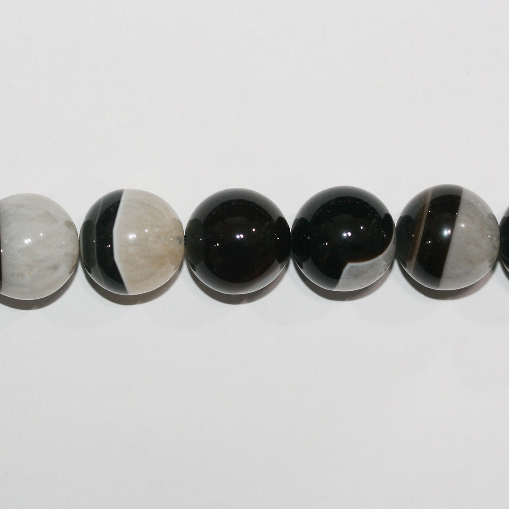 15" St Banded Onyx Smooth Round Beads 18mm.-Strand 39cm. - Hard Gems