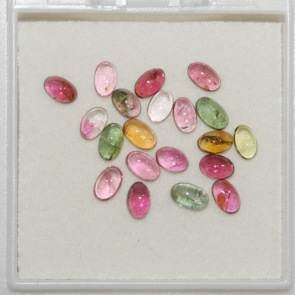 Tourmaline Lot Oval Cabochons 5x3mm.-(5 CT) -Gemstone Parcels-Loose Stones Wholesale Price-Natural Gems