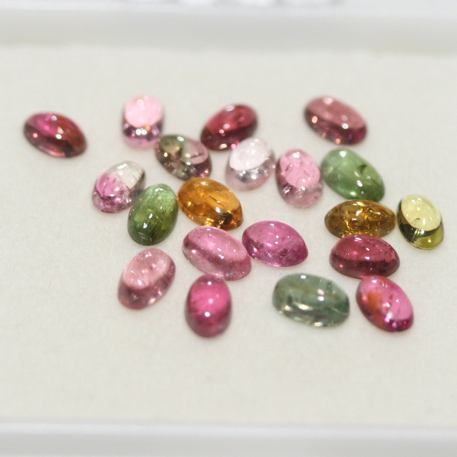 Tourmaline Lot Oval Cabochons 5x3mm.-(5 CT) -Gemstone Parcels-Loose Stones Wholesale Price-Natural Gems