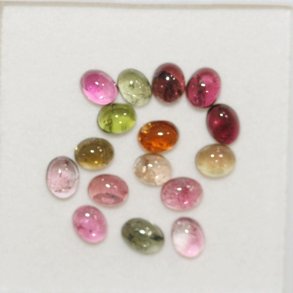 Tourmaline Lot Oval Cabochons 5x4mm.-(6 CT) -Gemstone Parcels-Loose Stones Wholesale Price-Natural Gems