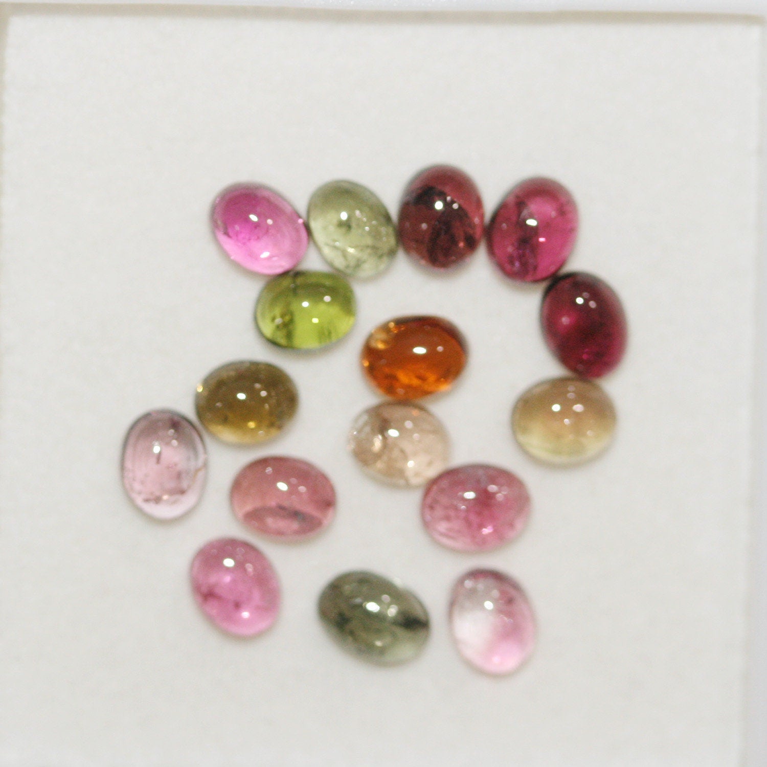 Tourmaline Lot Oval Cabochons 5x4mm.-(6 CT) -Gemstone Parcels-Loose Stones Wholesale Price-Natural Gems