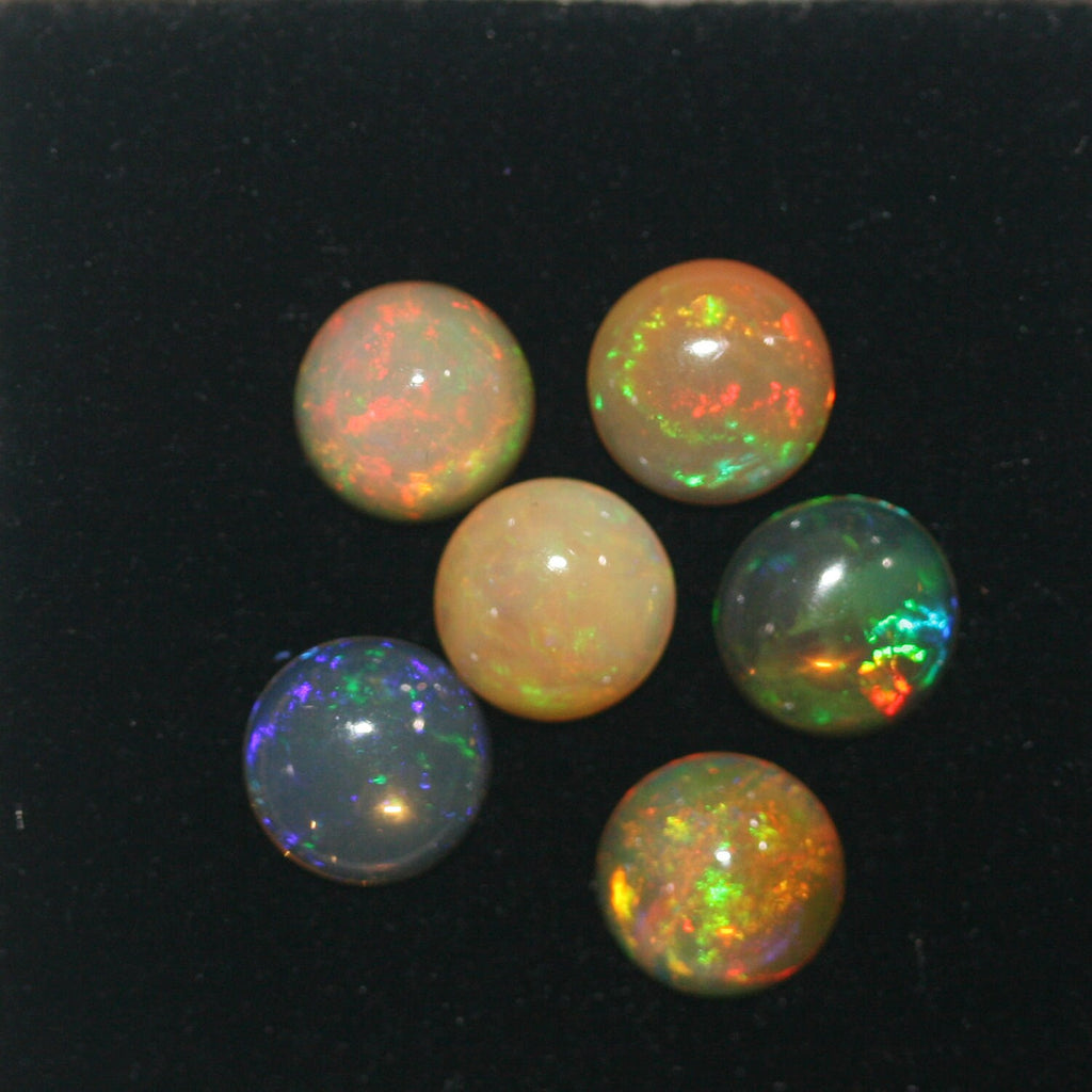 Ethiopian Opal Lot Round Cabochon 7mm.-(6Pcs) -Gemstone Parcels-Loose Stones Wholesale Price