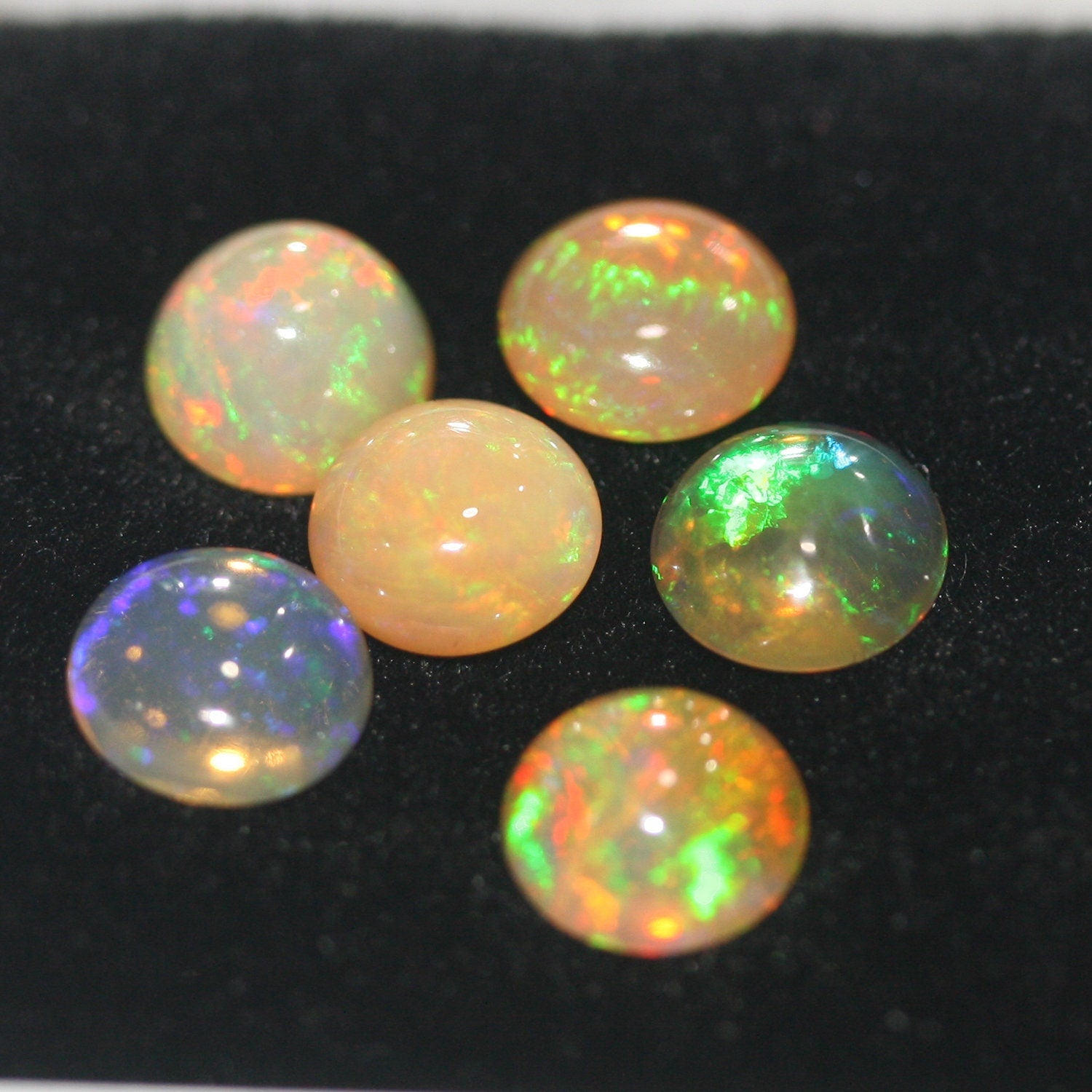 Ethiopian Opal Lot Round Cabochon 7mm.-(6Pcs) -Gemstone Parcels-Loose Stones Wholesale Price