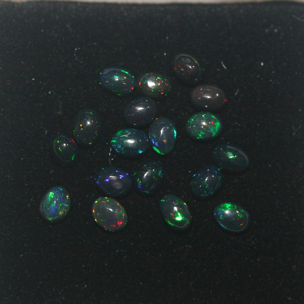 Ethiopian Black Opal Lot Oval Cabochon 4x3mm. (18pcs) -Gemstone Parcels-Loose Stones Wholesale Price