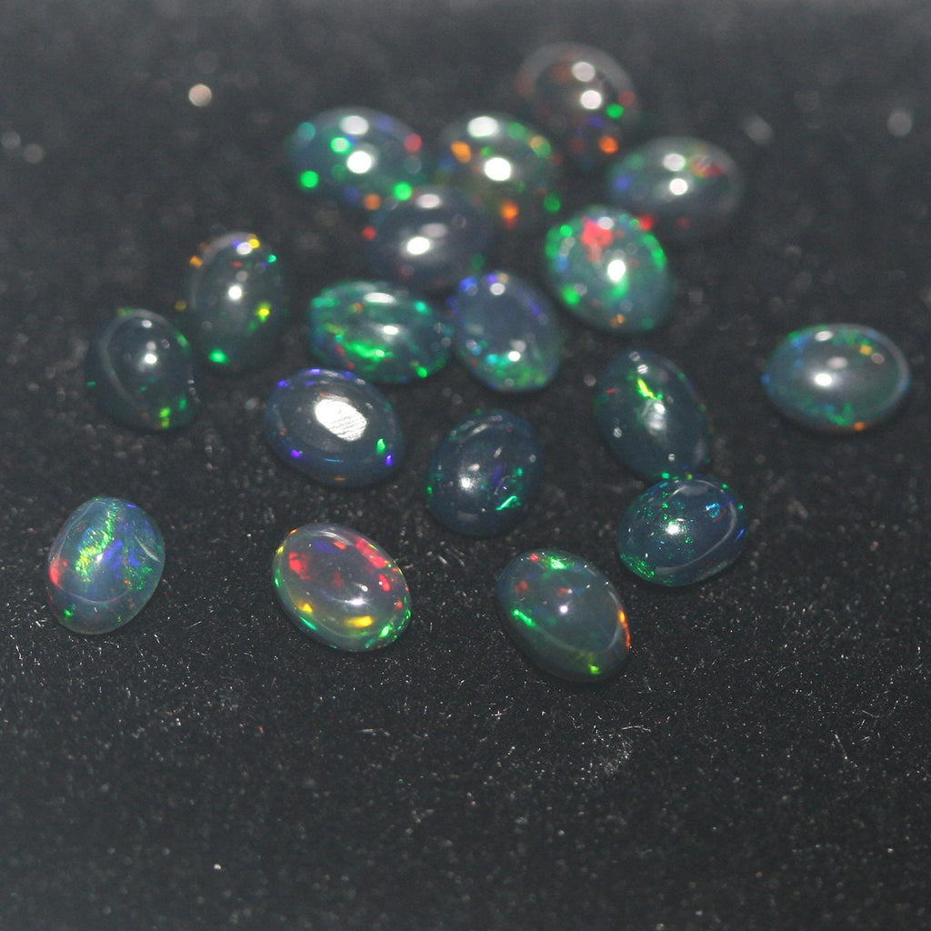 Ethiopian Black Opal Lot Oval Cabochon 4x3mm. (18pcs) -Gemstone Parcels-Loose Stones Wholesale Price
